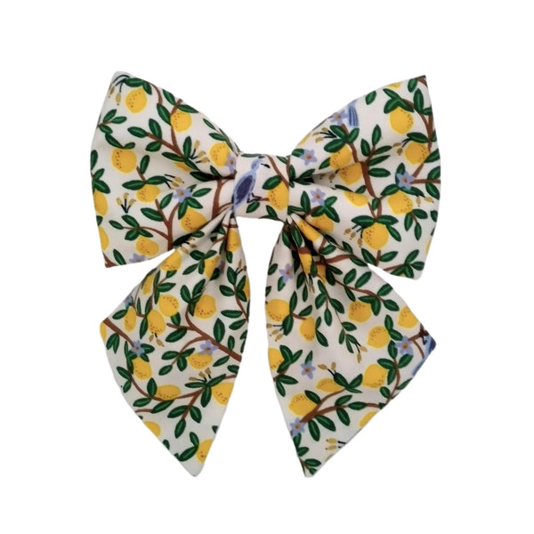lemon yellow dog sailor bows for small and large dogs that attach to the collar