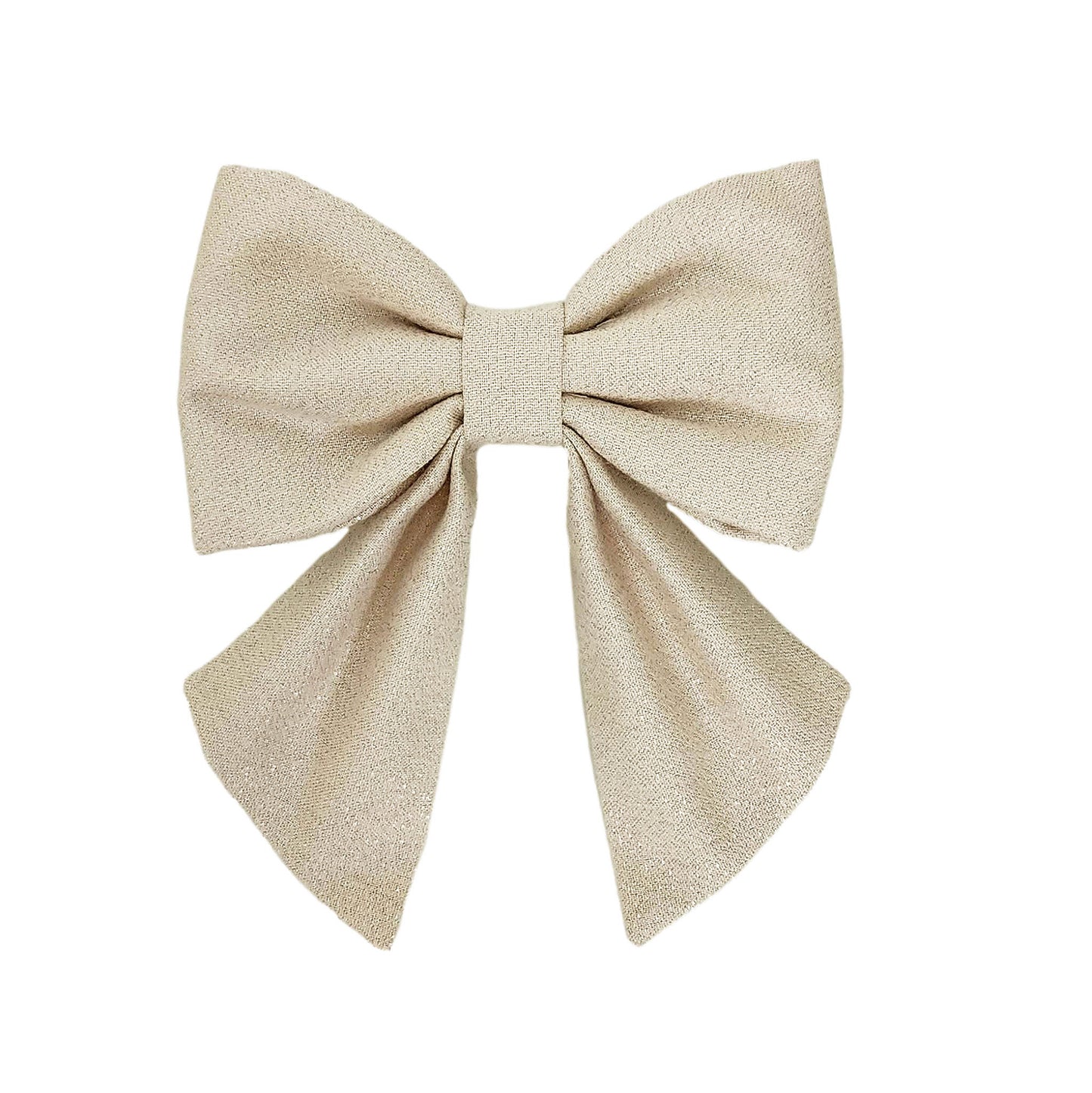 Creamy pearl dog bows with metallic threads that attach to the collar for big and small dogs