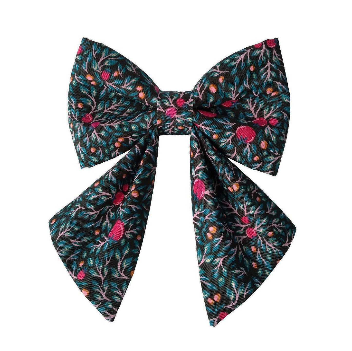 sailor bows for girl dogs in a fun fruit and vine print for the collar