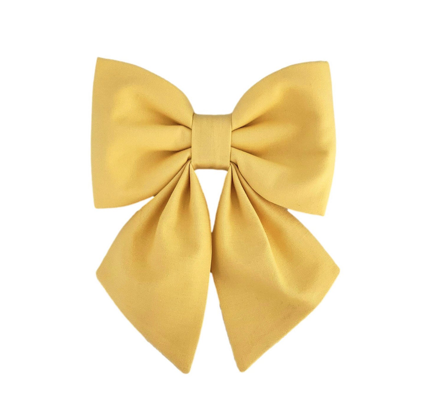 Yellow dog collar bows for small and large dogs that attach to the collar with Velcro Brand tape