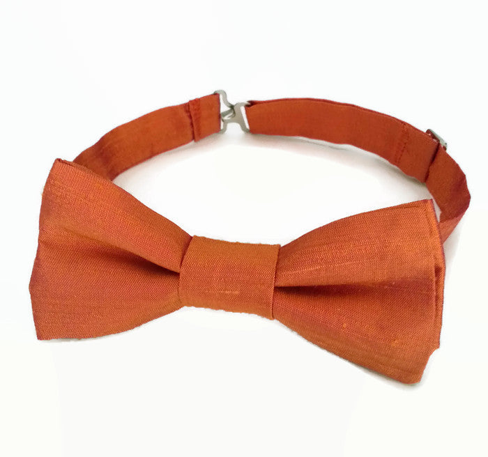 burnt orange bow ties for boys, men and babies pre tied