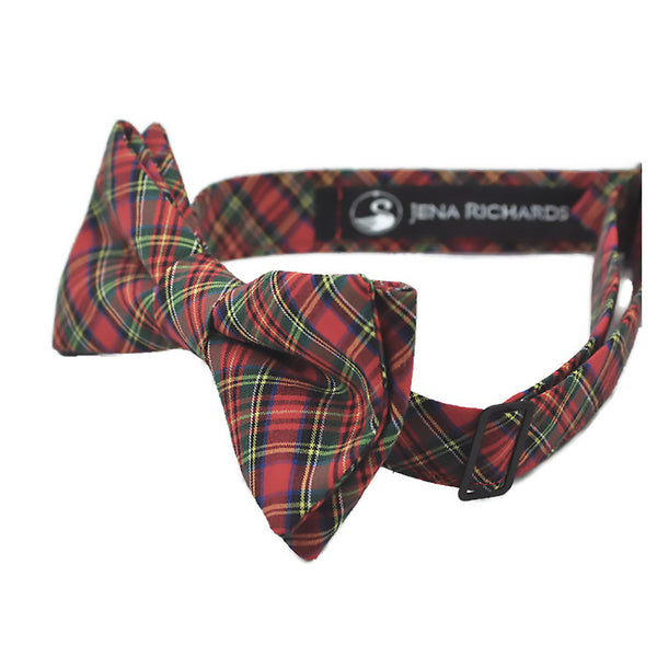 red plaid bow tie side view