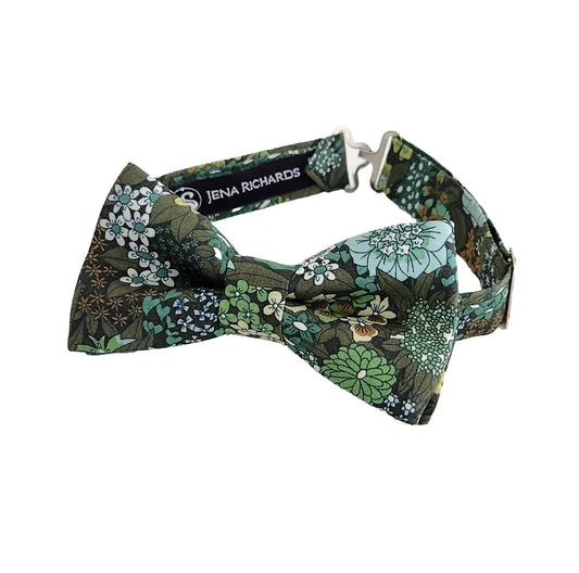 Green bow ties for boys, babies and toddlers in Liberty London Ciara print