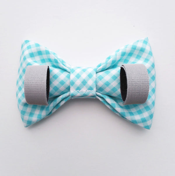 Aqua Gingham Dog Bow Ties