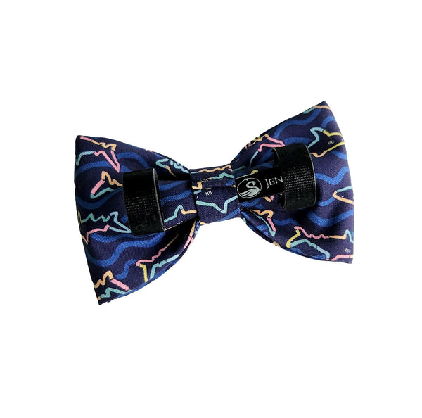 Navy Bow Ties for Dogs in Colorful Shark Print