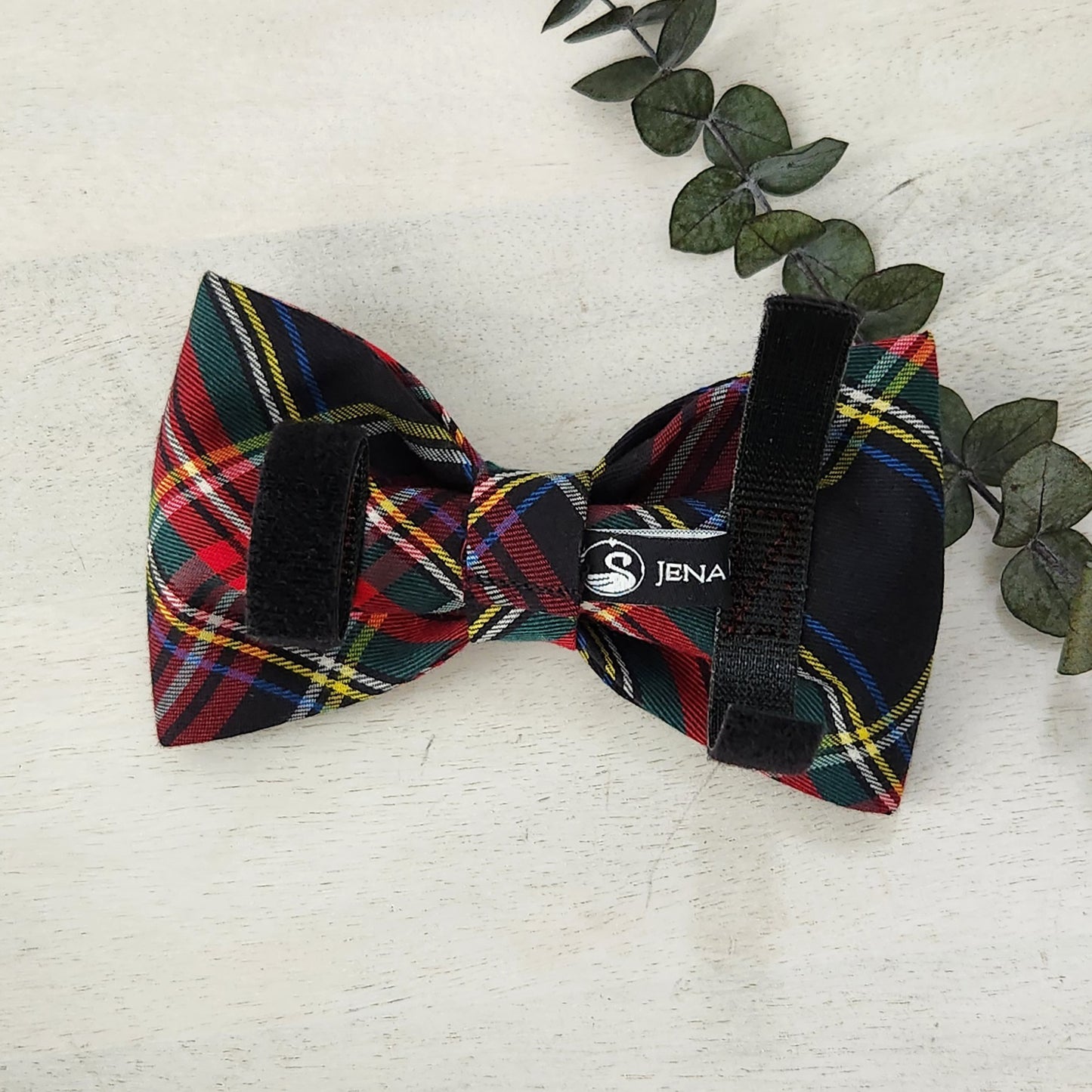Dog Collar Bow Ties in Black and Red Tartan Plaid