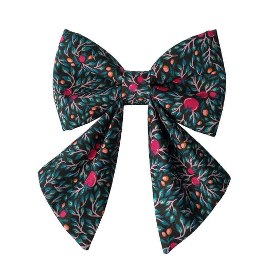 sailor bows for girl dogs in a fun fruit and vine print for the collar 