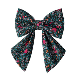 dog sailor bows in a fun fruit and vine print for the collar of small medium and large dogs 