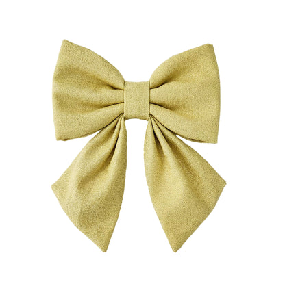 A sparkly gold dog bow for the collar in small and large sizes.