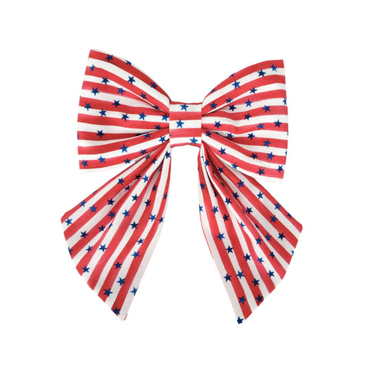 patriotic dog bows for the collar in red white and blue print