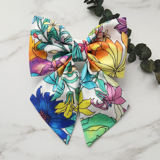 Colorful floral dog sailor bow for girls collar