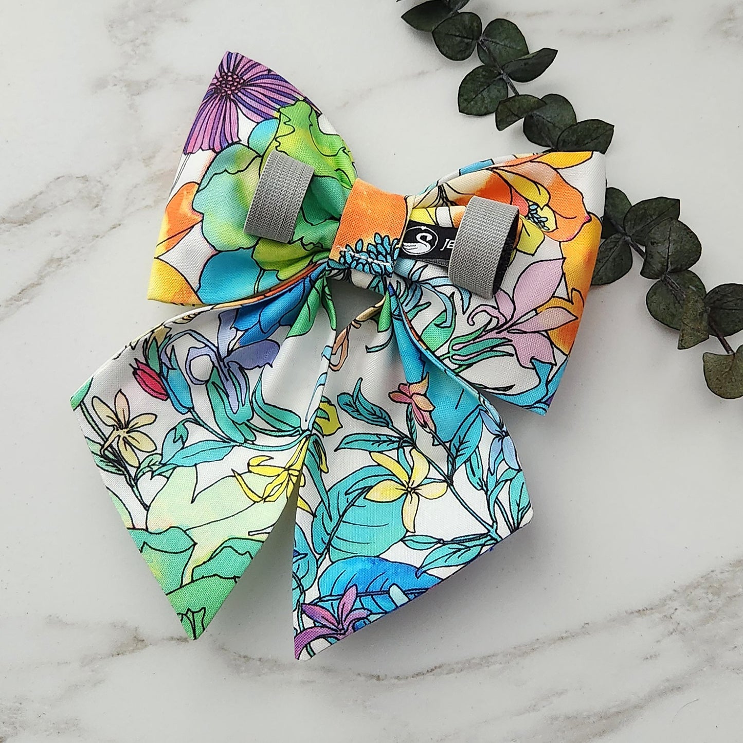 Vibrant Floral Dog Sailor Bow for Girls Collar
