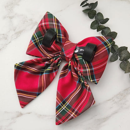 Red Tartan Dog Bows for Collars