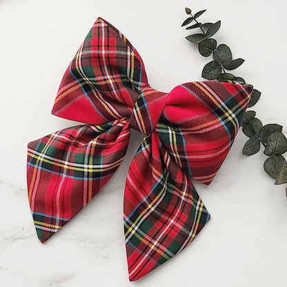 Red Tartan Dog Bows for Collars