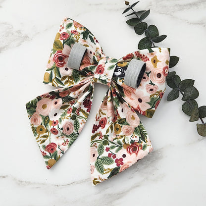 Pink Rose Floral Dog Bows for the Collar