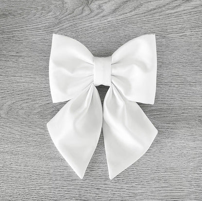 White dog sailor bow for the collar in satin fabric