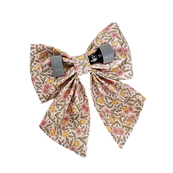 Sailor Bows for Girl Dogs in Pink and Yellow Floral Print