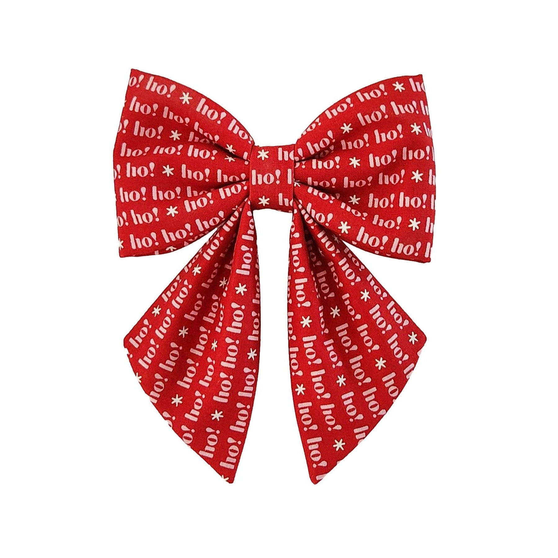 Red dog sailor bows in a "ho! ho! ho!" print for small and large dogs that attach to the collar