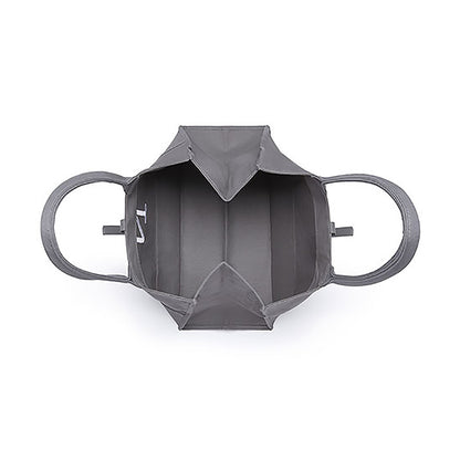 Gray canvas tote bag inside view