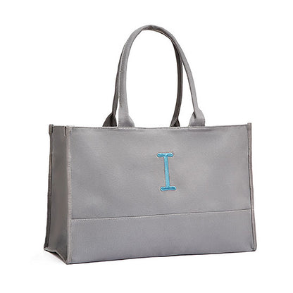 Gray canvas city tote bag, may be personalized