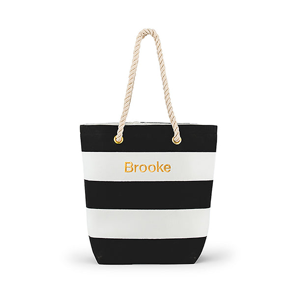 Black and white tripe tote bag, may be personalized