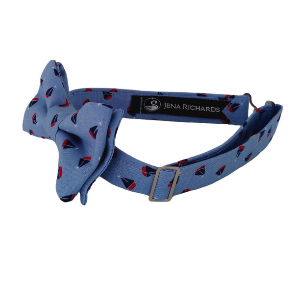 Boys Blue Bow Tie with Sailboats