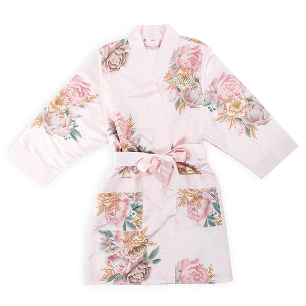 Soft Pink Silky Floral Robe