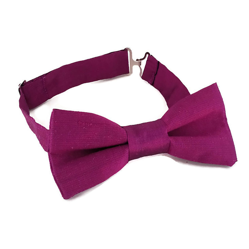 magenta silk bow tie for boys, babies and men pre tied