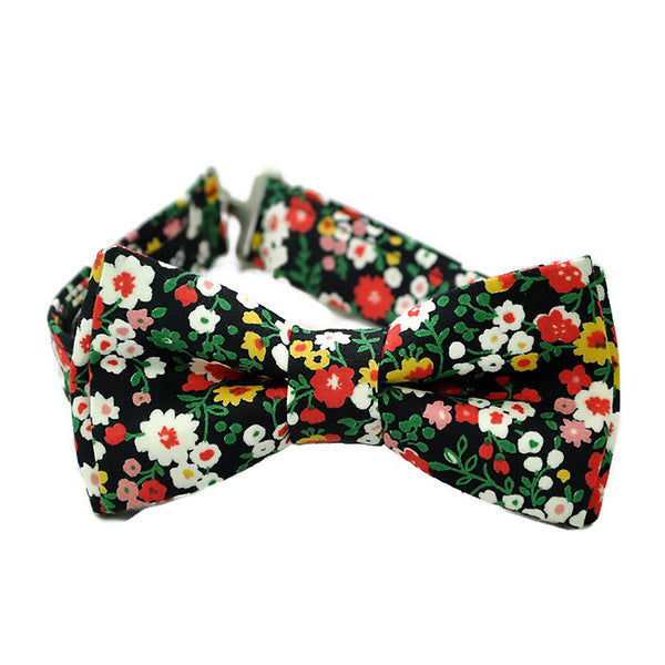 black bow tie with colorful flowers for boys and babies