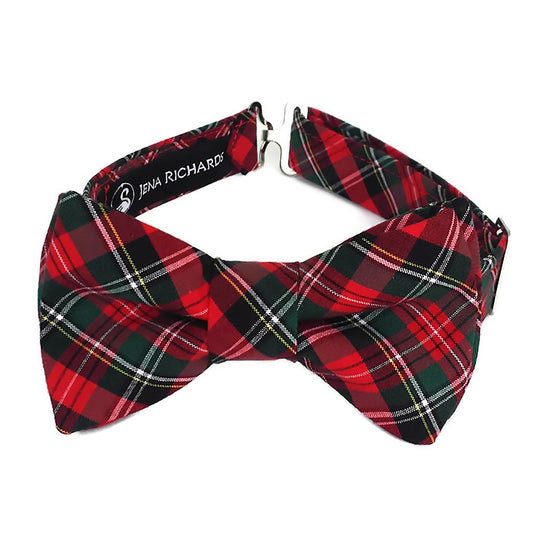 Red and Green Mini Tartan Plaid Bow tie