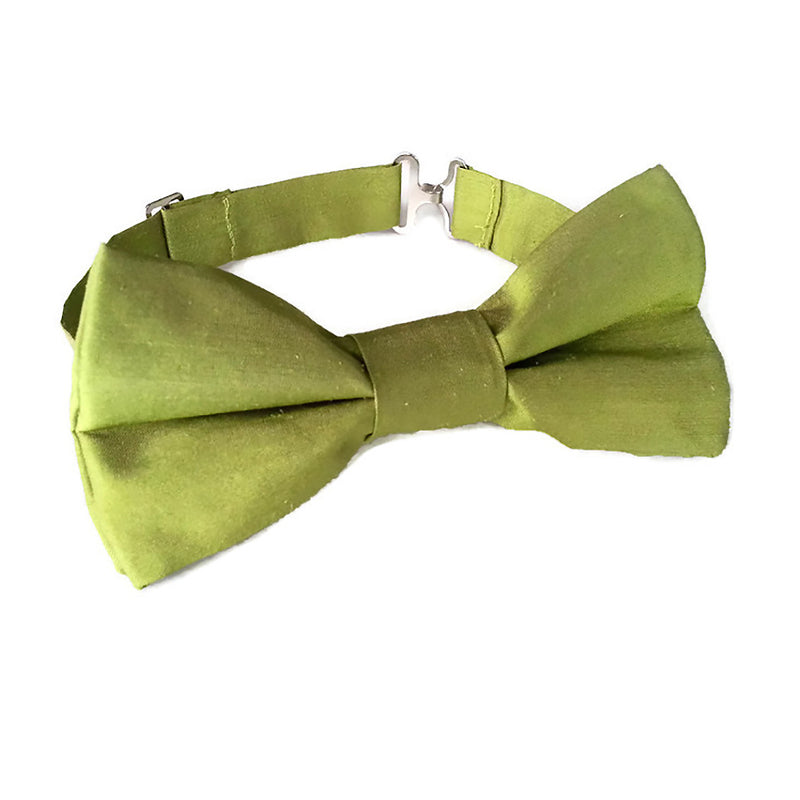 kiwi green silk bow tie for boys and babies pre tied