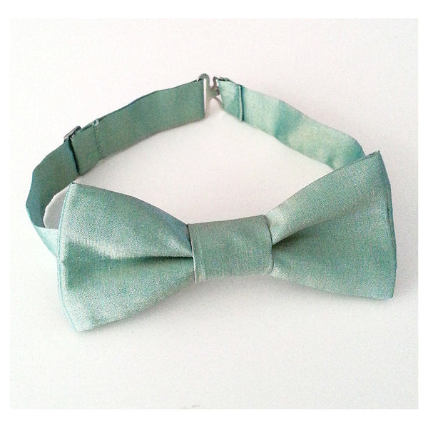 apple green iridescent silk bow tie for boys, babies and men