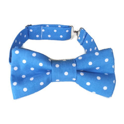 Blue bow tie with white dots for boys