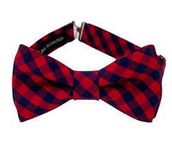Navy Blue and Red Plaid Bow Tie for Boys, Men and Baby