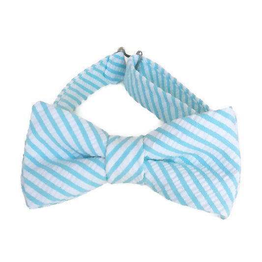 Aqua Blue Seersucker Bow Tie