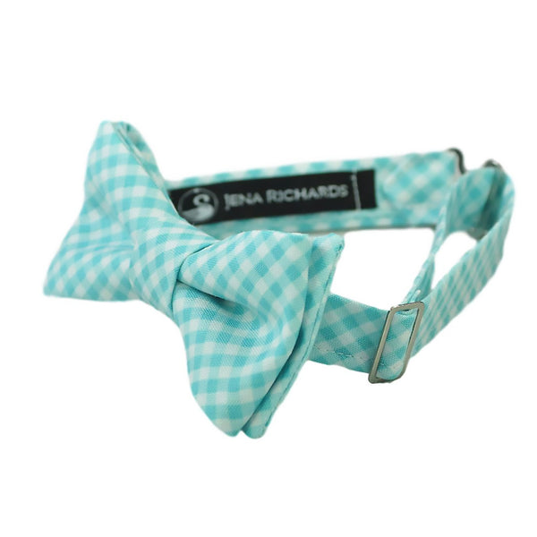 Aqua Gingham Check Bow Tie for Boys, Babies and Men