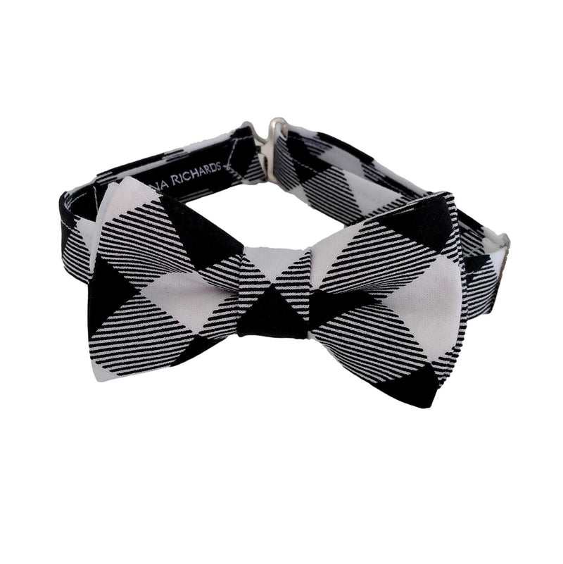 black and white buffalo check bow tie for boys and babies