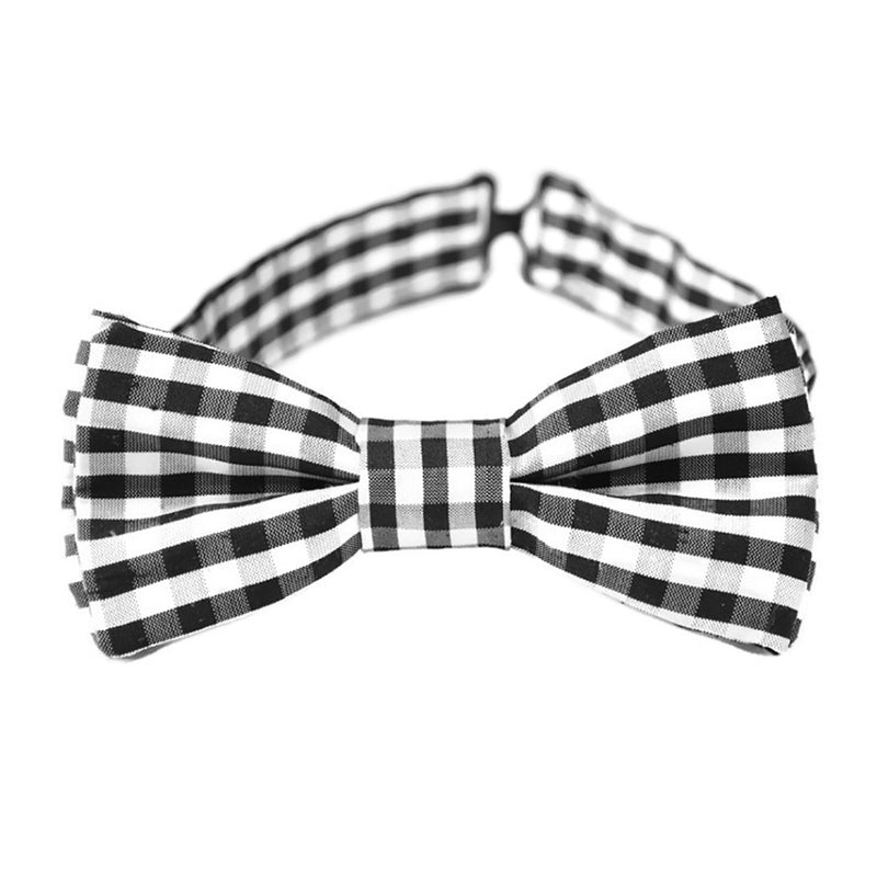 Black and white gingham check silk bow tie for boys and men