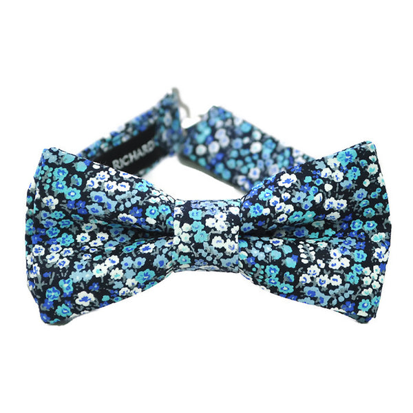 Blue floral bow ties for boys, men and babies