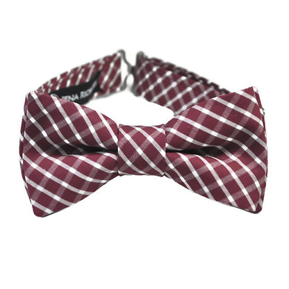 burgundy and white plaid bow tie for boys, babies and men