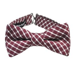 burgundy and white plaid bow tie for boys, babies and men