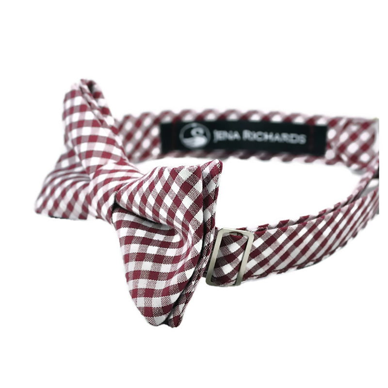 Burgundy Gingham Bow Tie for Boys, Men and Babies