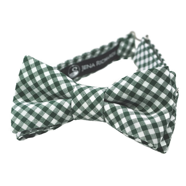 hunter green gingham check bow tie for boys, babies and men