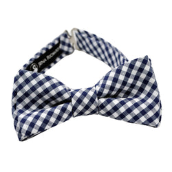 Navy gingham bow tie for men and boys