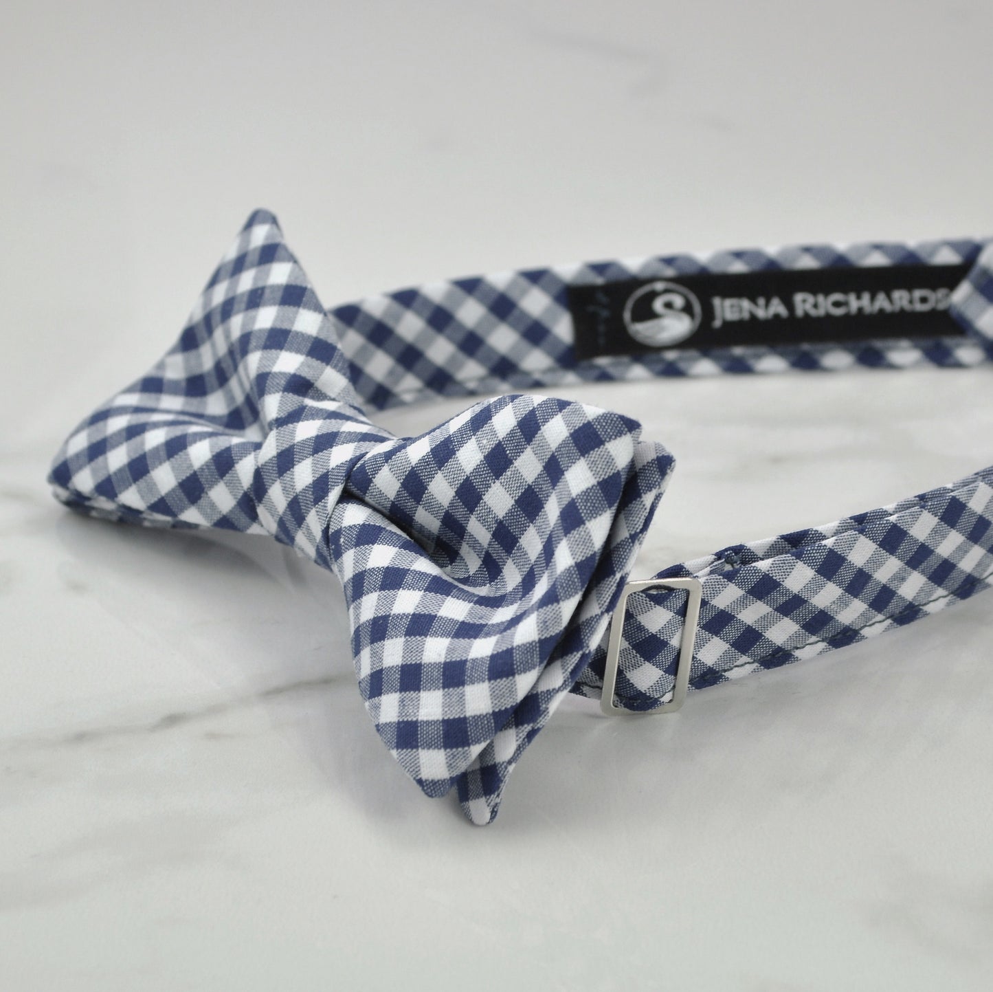 Navy Gingham Check Bow Tie for Boys and Men