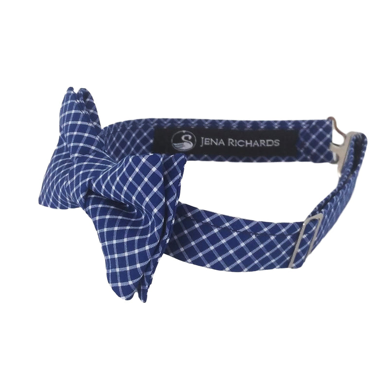 Navy Blue Check Bow Tie for Boys, Babies, Men and Women