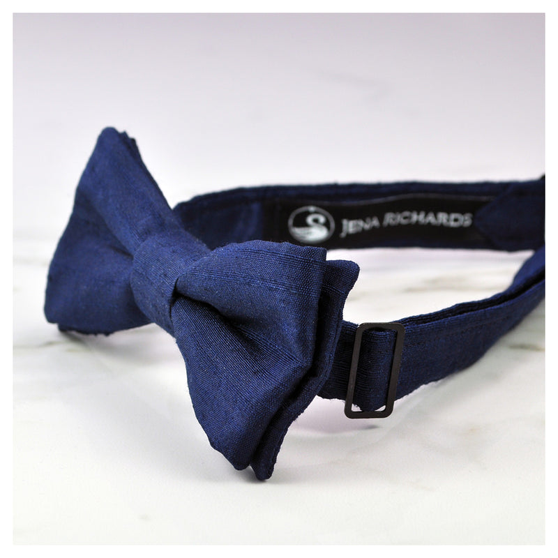 navy blue bow tie side view