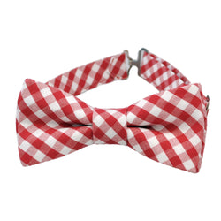 red and white gingham check bow tie for boys, babies and men