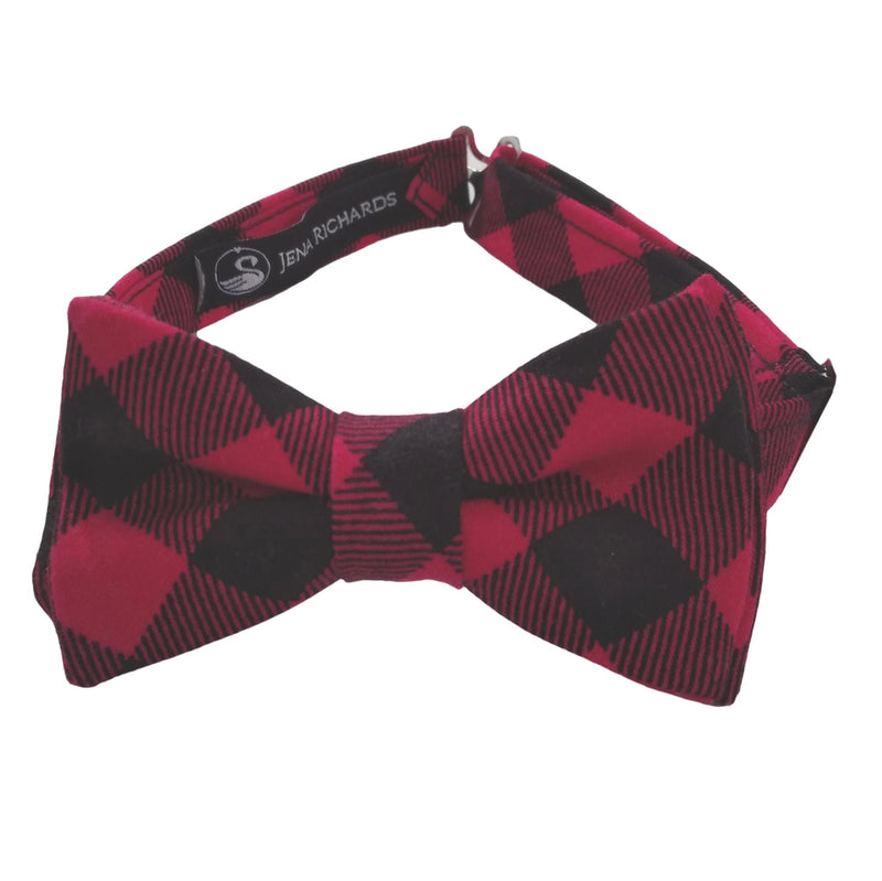 Red and Black Buffalo Plaid Bow Tie for Boys