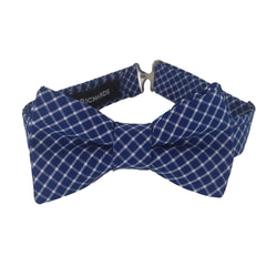 navy blue and white check bow tie for boys, men and babies